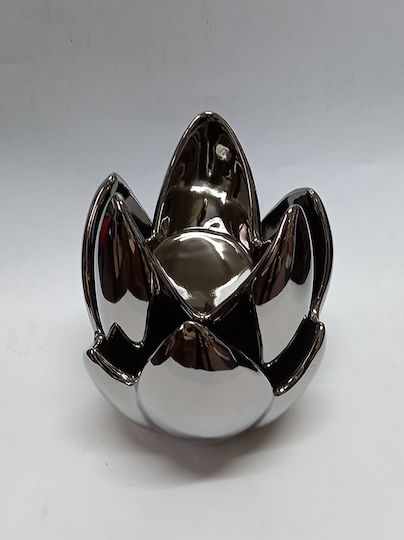 Karvounis Decorative Space Waterlily made of Ceramic Material Silver 13x13x19cm 1pcs