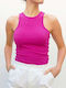 Women's Summer Blouse Cotton Sleeveless Fuchsia