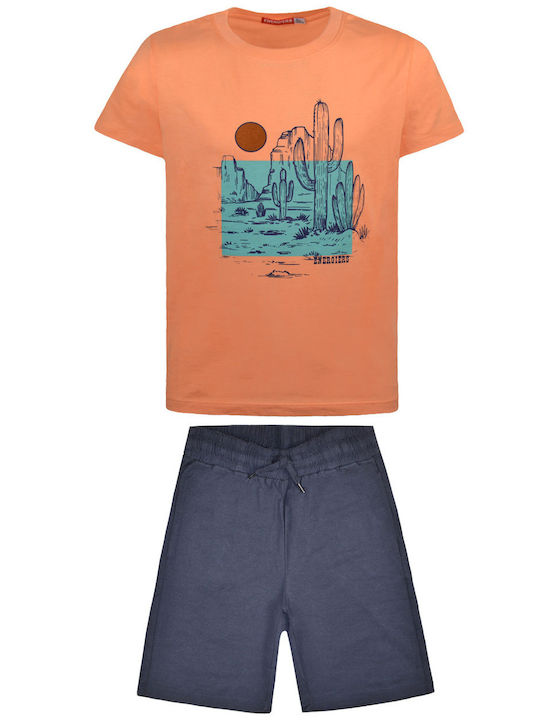 Energiers Kids Clothing Set with Shorts with Shorts 2pcs Orange