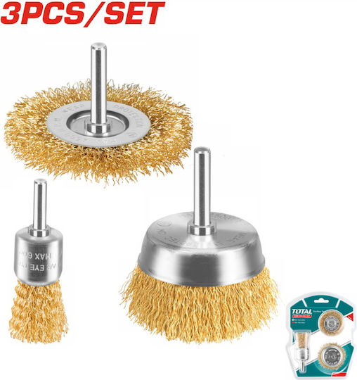 Total TAC310031 Wire Brush Bell for Drill 25.4mm Set of 3pcs