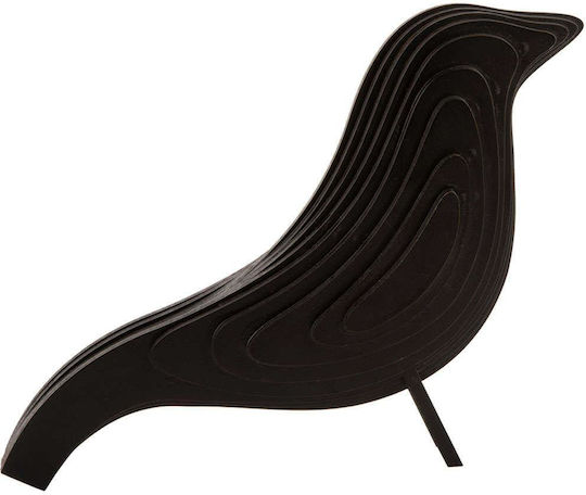Present Time Decorative Bird made of Wood in Black 16x9cm 1pcs