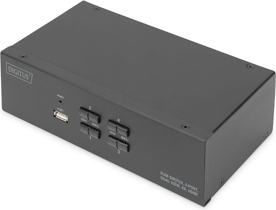 Digitus 4-Port Dual-Display 4K HDMI DS-12883 KVM & Data Switch