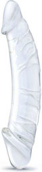 Glas Sticlă realistă Girthy Dildo dublu Transparent 27cm