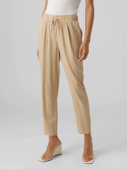 Vero Moda Women's Linen Trousers Beige