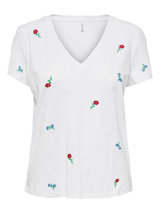 Only Women's Blouse Cotton Short Sleeve with V ...