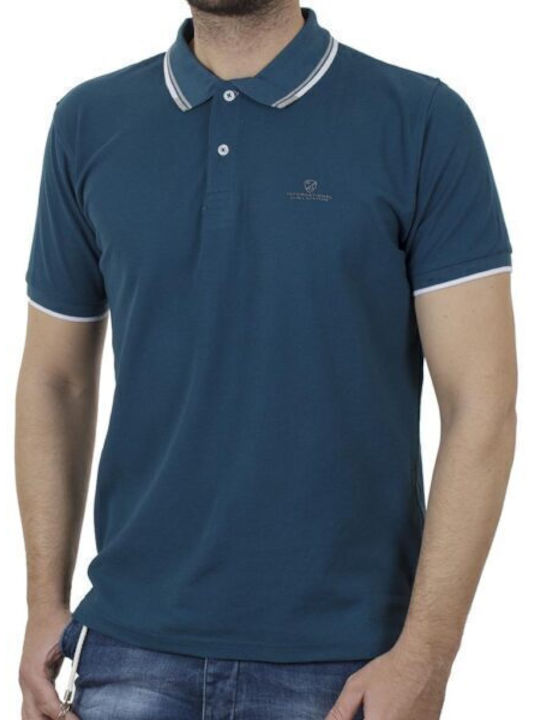 Double Ανδρικό T-shirt Polo Μπλε