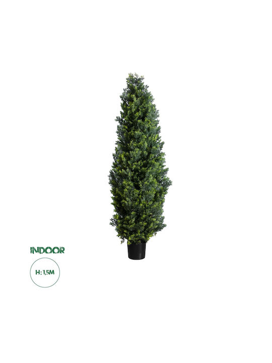 GloboStar Dekorative Künstliche Pflanze Cypress Grün 150cm mit LED 1Stück