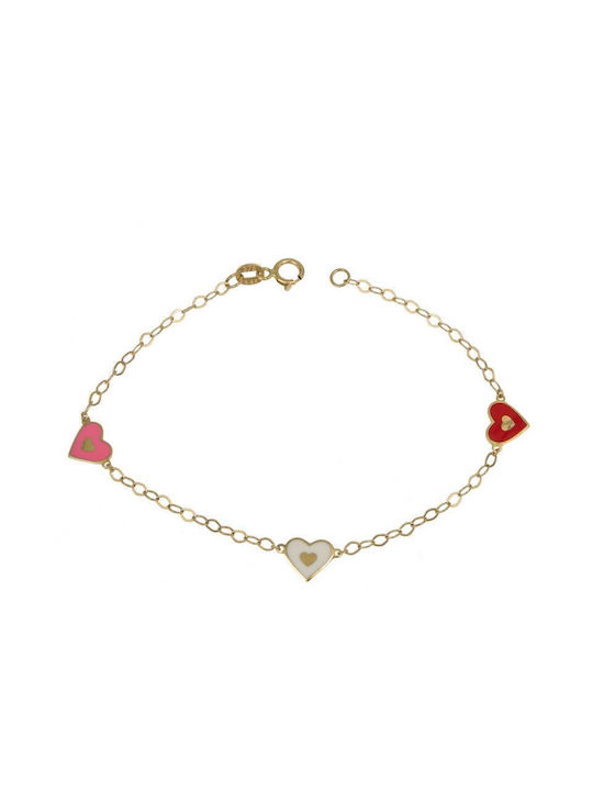 Gold bracelet with hearts K9 044858 044858 Gold 9 Carat