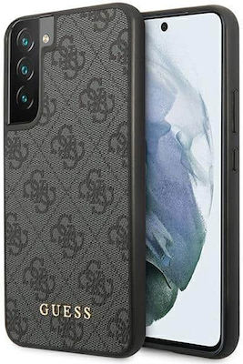 Guess 4G Metal Logo Umschlag Rückseite Synthetisches Leder / Kunststoff Grey / Grey (Galaxy S23+) GUHCS23MG4GFGR