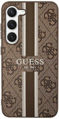 Guess 4G Printed Stripe Plastic / Fabric Back Cover Brown (Galaxy S23+)