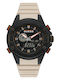Guess Analog/Digital Men's Watch 47mm Chronograph Battery with Beige Rubber Strap