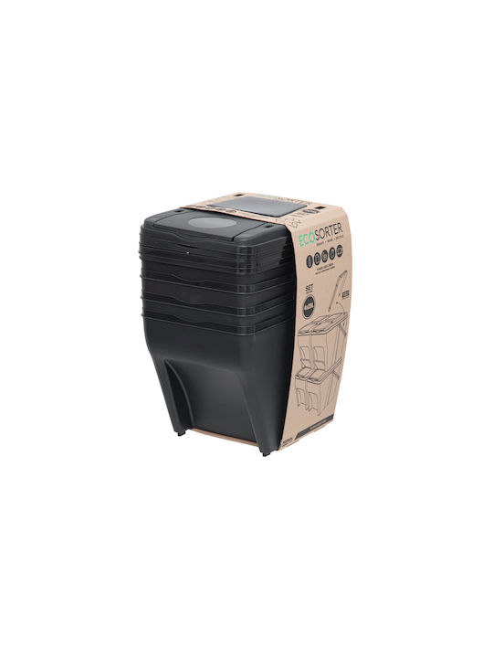 Patrol Recycling Plastic Waste Bin 25lt Black 4pcs