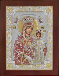 Prince Silvero Богородица с Младенеца Сребърна 18x22см