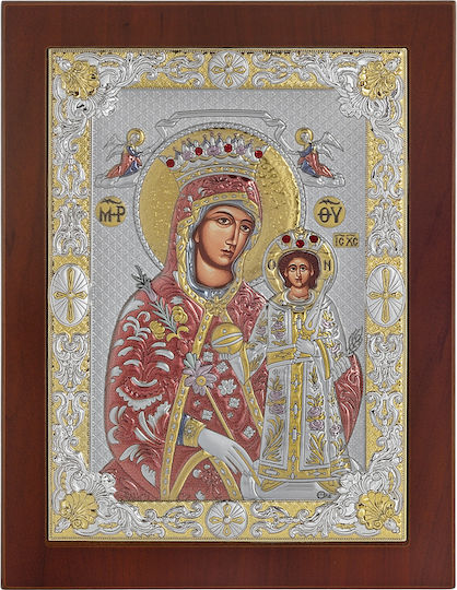 Prince Silvero Икона Богородица с Младенеца Сребърна 18x22см