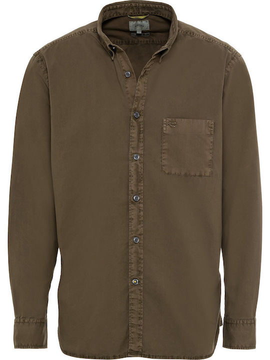 Long-sleeved Cotton Shirt Khaki