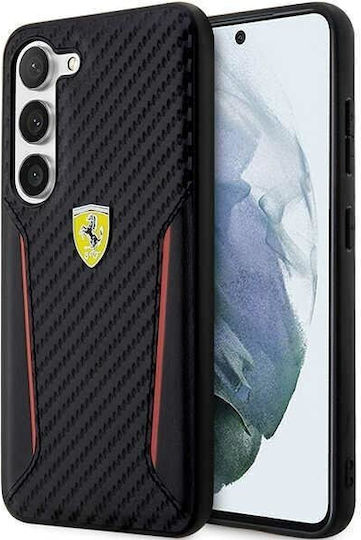 Ferrari Carbon Contrast Edges Umschlag Rückseite Synthetisches Leder / Kunststoff Schwarz (Galaxy S23+)