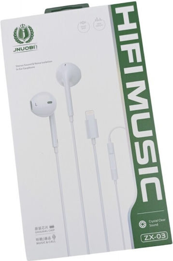 ZX-03 In-ear Handsfree με Βύσμα Lightning Λευκό