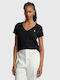 Ralph Lauren Women's Athletic T-shirt with V Neckline Black