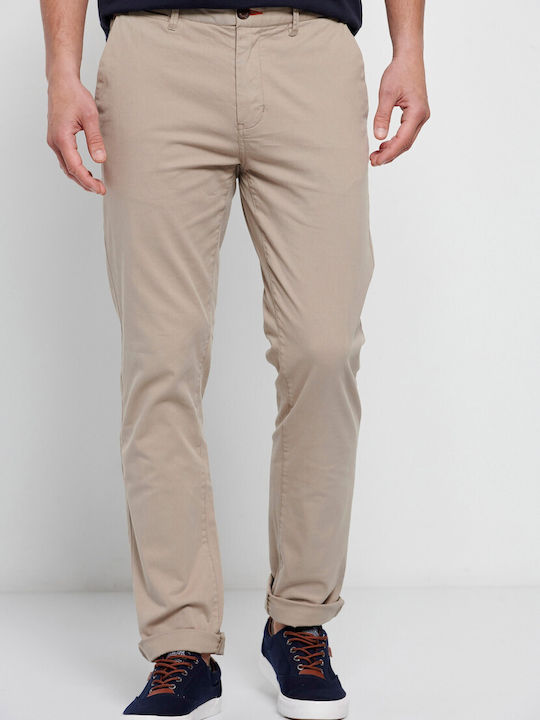 Funky Buddha Men's Trousers Chino in Straight Line Greige
