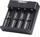 Pkcell PK-8241 USB Charger 4 Batteries Li-ion Size 18650/16340/26650/14500