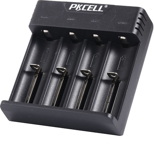 Pkcell PK-8241 USB Charger 4 Batteries Li-ion Size 18650/16340/26650/14500