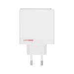 OnePlus Ladegerät ohne Kabel GaN mit USB-A Anschluss und USB-C Anschluss 100W Stromlieferung Weißs (SUPERVOOC)