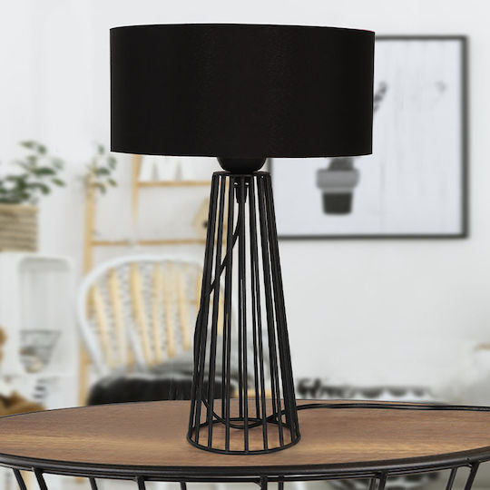 Megapap Filip Metal Table Lamp for Socket E27 with Black Shade and Base