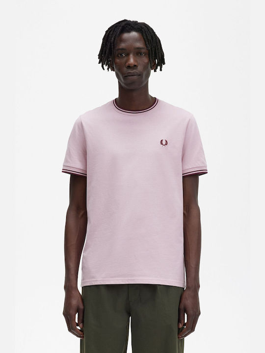 Fred Perry Ανδρικό T-shirt Ροζ Μονόχρωμο
