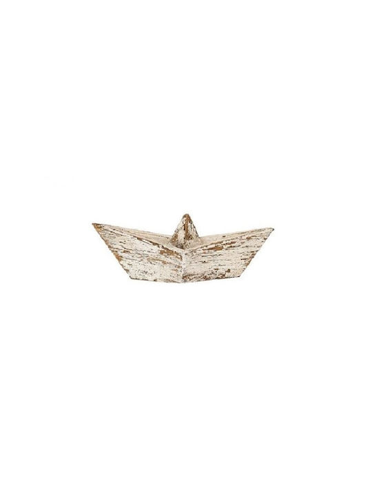 Decorative Wooden Boat Beige 15cm.