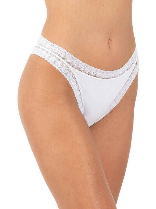 A.A UNDERWEAR Cotton Women's Slip with Lace White