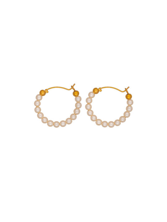 Excite-Fashion Earrings Hoops made of Steel Gold Plated with Stones & Pearls