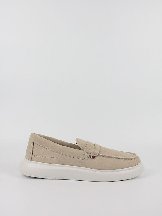 Tommy Hilfiger Suede Ανδρικά Loafers σε Μπεζ Χρώμα