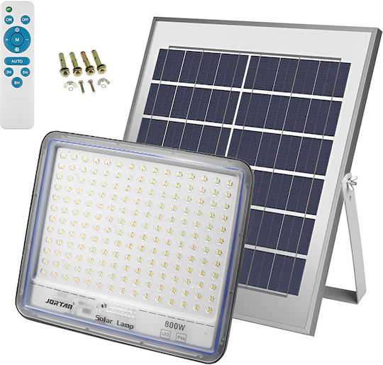 Jortan Waterproof Solar LED Floodlight 800W Cold White 6500K with Remote Control IP66