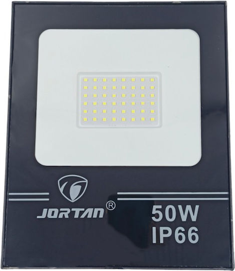 Jortan Στεγανός Προβολέας LED 50W Ψυχρό Λευκό 6500K IP66