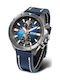 Vostok Europe Ανδρικό Ρολόι 47mm Χρονογράφος Μπαταρίας με Μπλε Δερμάτινο Λουράκι