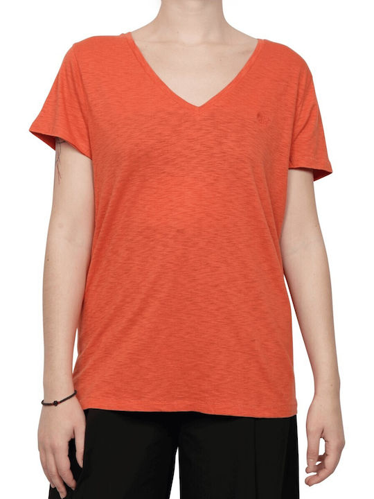 Superdry Damen T-Shirt mit V-Ausschnitt Orange