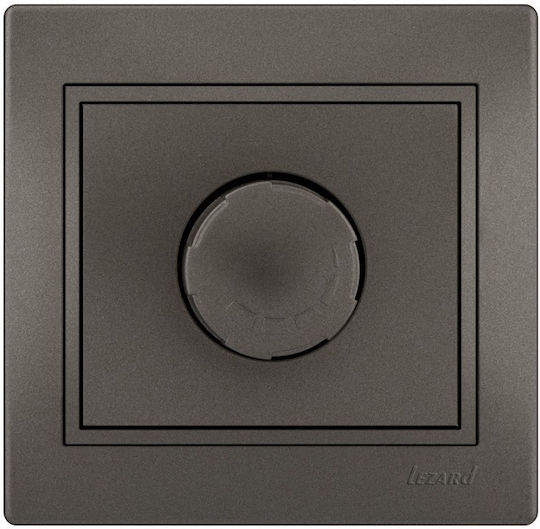 Lezard Επιτοίχιος Διακόπτης Dimmer με Πλαίσιο LED Περιστροφικός 250W σε Γκρι Χρώμα