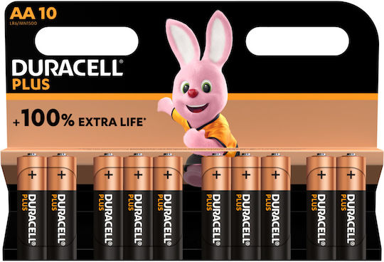 Duracell 10 Pack Alkaline Batteries AA Plus 1.5V