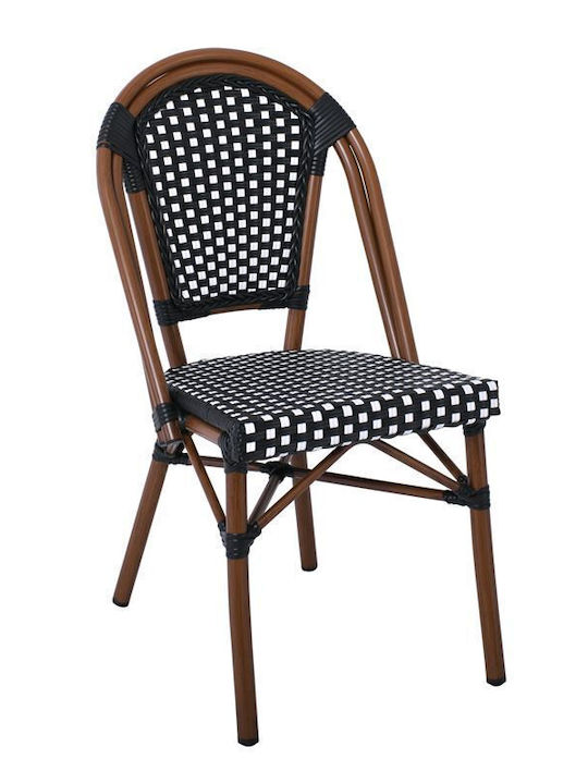 Καρέκλα Εξωτερικού Χώρου Αλουμινίου Paris Καρυδί / Μαύρο 12τμχ 46x57x88εκ.