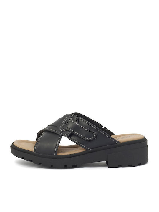 Coast Leather Women's Flat Sandals in Black Color