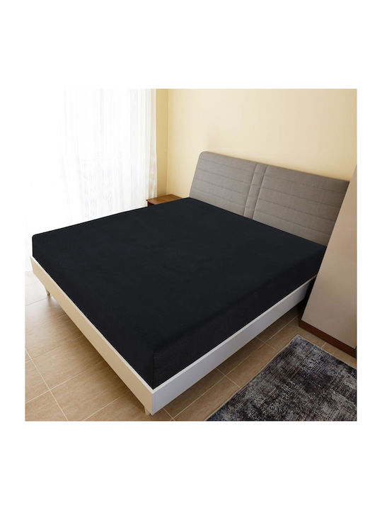 vidaXL Чаршаф Единично с Ластик 100x200см. Черно