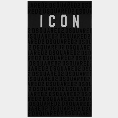 Dsquared2 Icon Logo Print Strandtuch Baumwolle Schwarz 180x90cm.