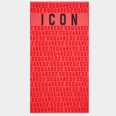 Dsquared2 Icon Logo Print Πετσέτα Θαλάσσης Κόκκινη 180x90εκ.