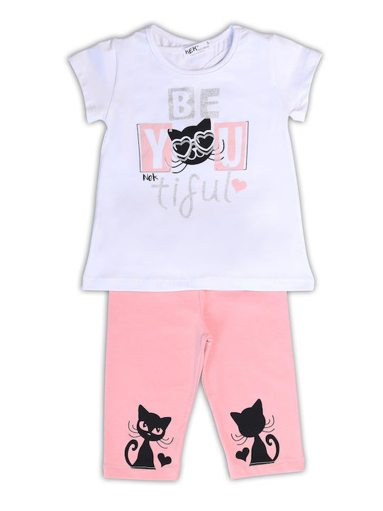 Nek Kids Wear Kinder Set mit Leggings Sommer 2Stück Weiß