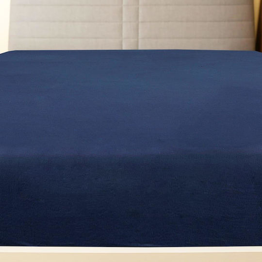 vidaXL Cearșaf Single cu Elastic 100x200cm. Albastru