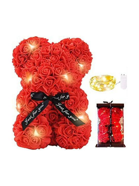 Мече от изкуствени рози Red 25см в кутията с LED