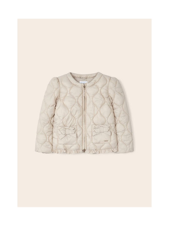 Mayoral Kids Quilted Jacket short Windproof Beige