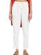 FBL007-10602 Damen Hoch tailliert Stoff Capri Hose Optic White