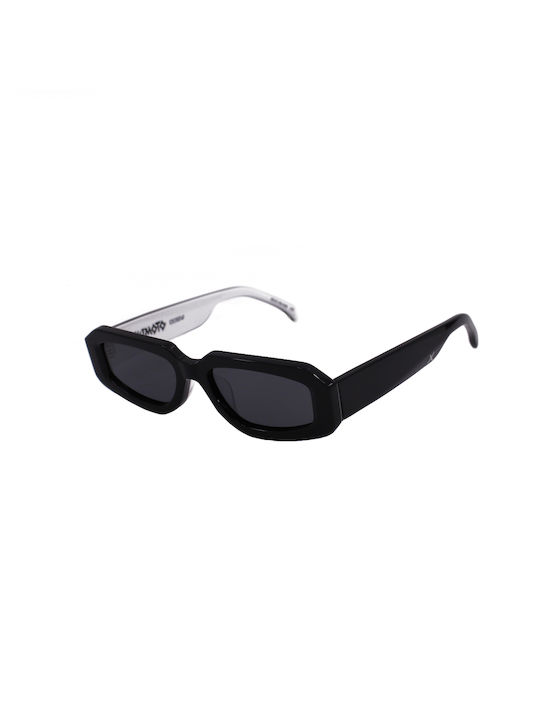 Oscar & Frank Yakimoto Sunglasses with Black White Plastic Frame and Black Lens