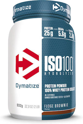 Dymatize ISO 100 Hydrolyzed Whey Protein Gluten Free with Flavor Fudge Brownie 932gr